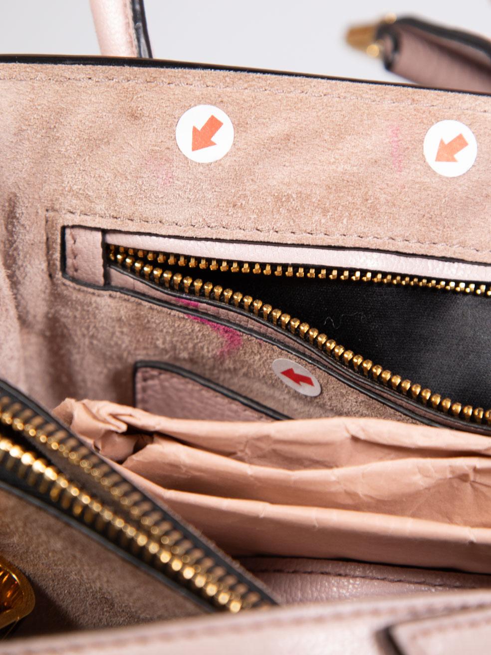 Miu Miu Pale Pink Leather Madras Push Lock Tote 3
