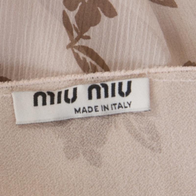 Miu Blassrosa Camisole-Top aus Seidenchiffon und geraffter Spitze mit Spitze M Damen im Angebot