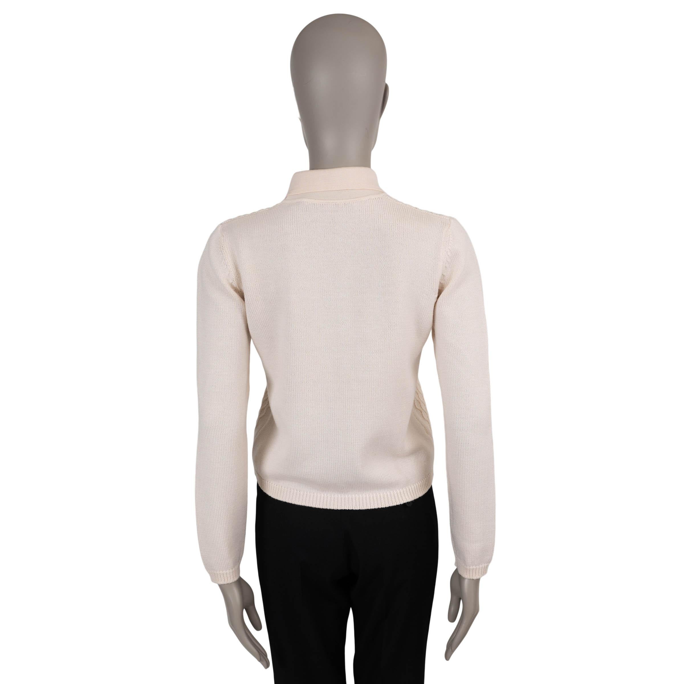 Beige MIU MIU pale pink wool 2019 TEXTURED KNIT Cardigan Sweater S For Sale