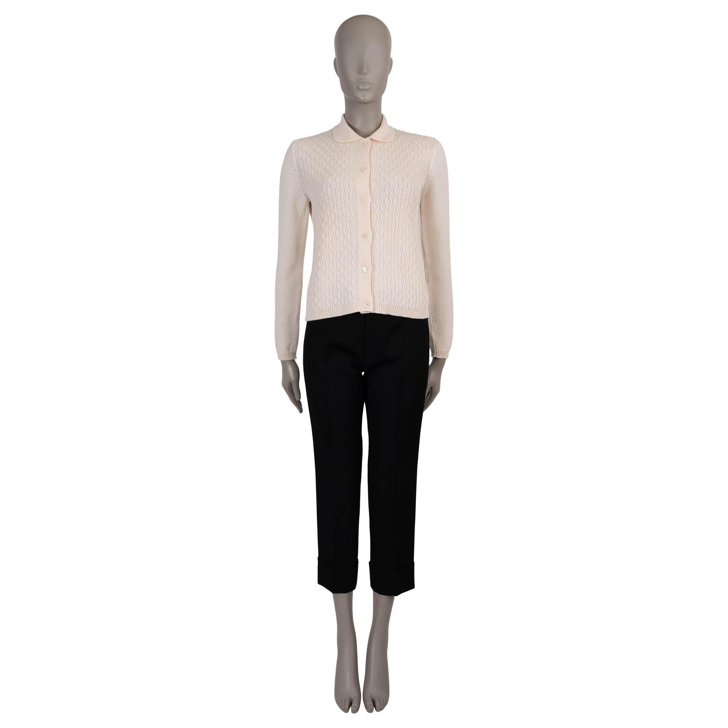 MIU MIU pale pink wool 2019 TEXTURED KNIT Cardigan Sweater S In Excellent Condition For Sale In Zürich, CH