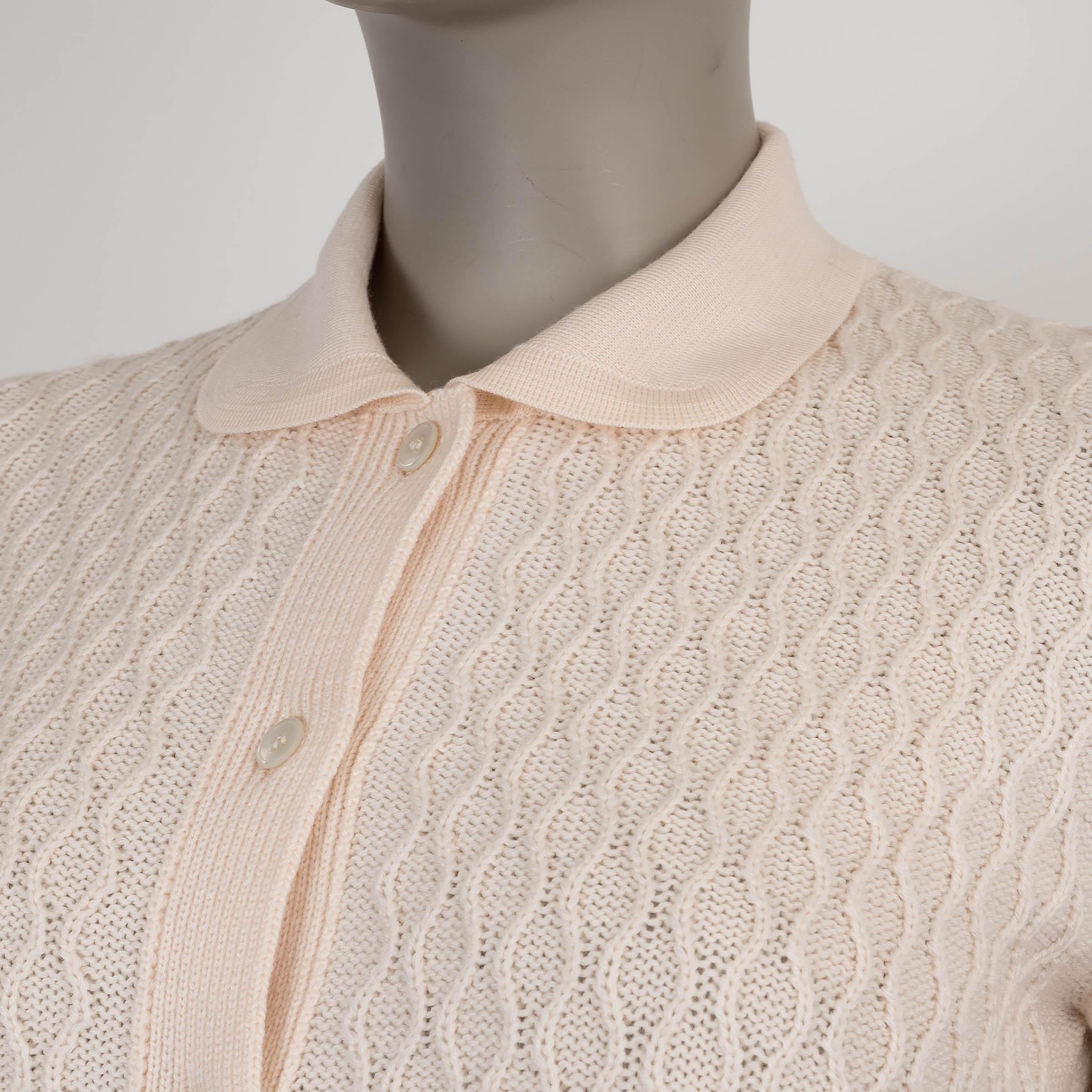 Women's MIU MIU pale pink wool 2019 TEXTURED KNIT Cardigan Sweater S For Sale