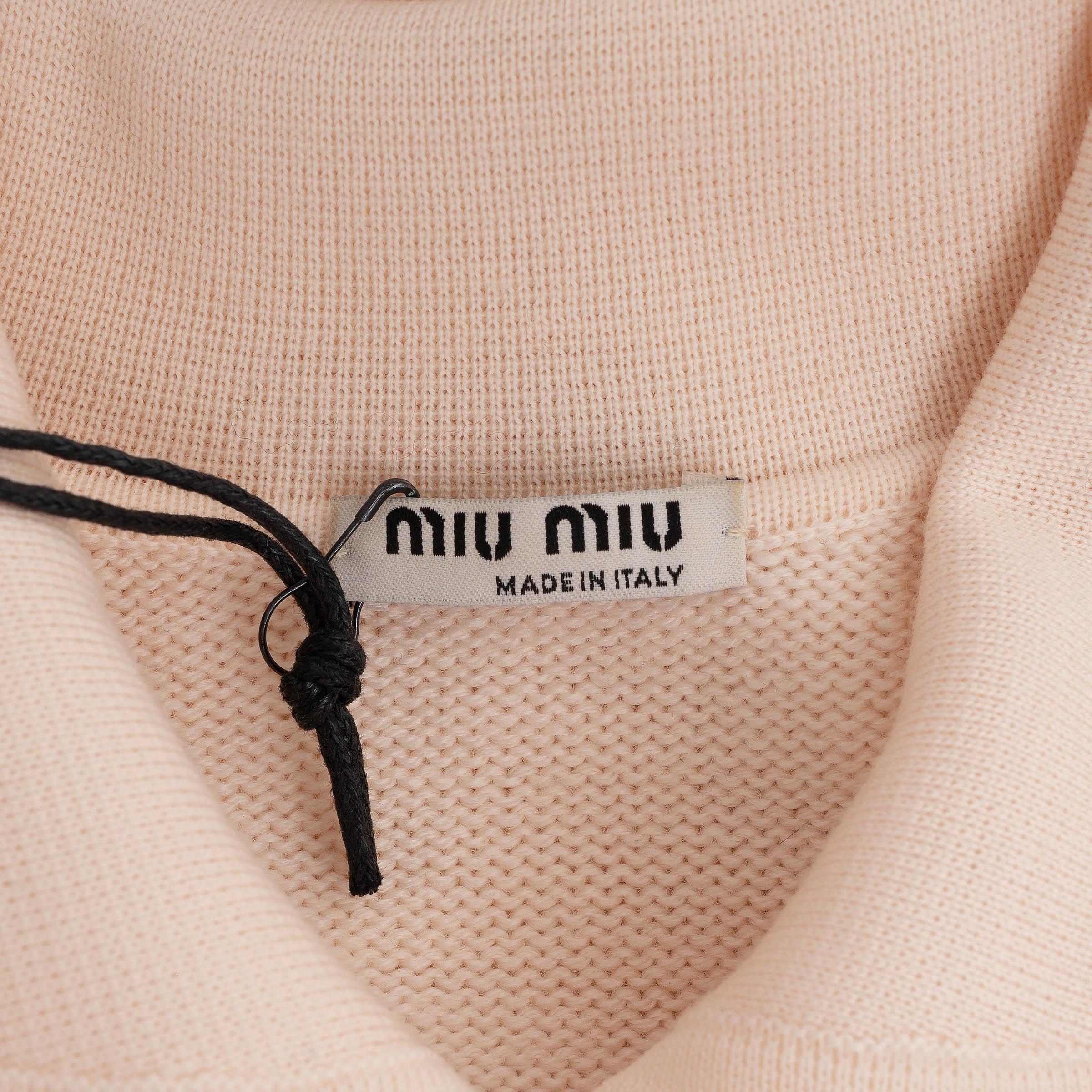 MIU MIU pale pink wool 2019 TEXTURED KNIT Cardigan Sweater S For Sale 1