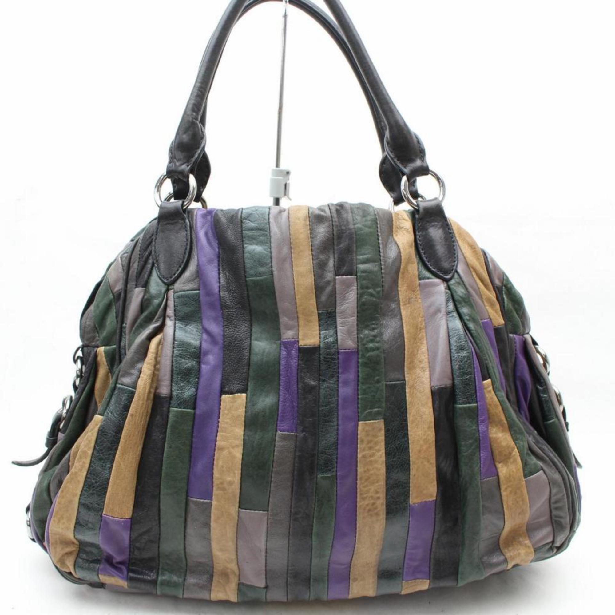 Women's Miu Miu Patchwork Hobo 869478 Multi Color Leather Shoulder Bag For Sale