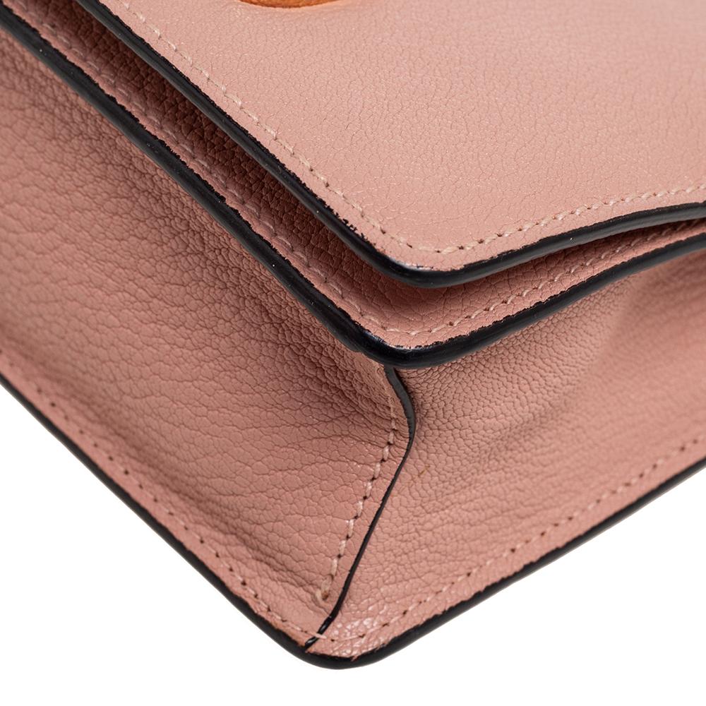 Miu Miu Peach Leather Crystal Buckle Flap Shoulder Bag 3