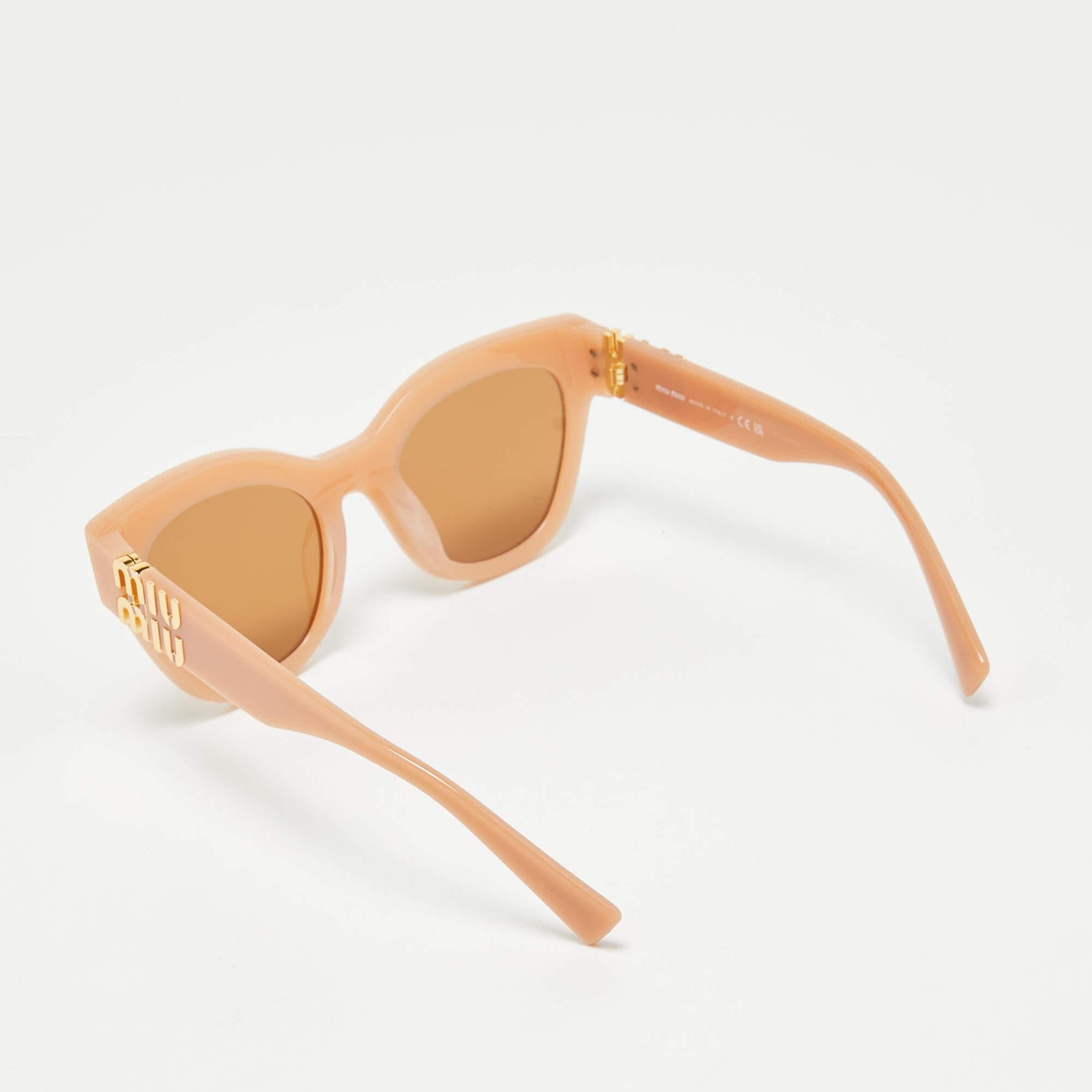 Orange Miu Miu Peach SMU 01Y Logo Cat Eye Sunglasses