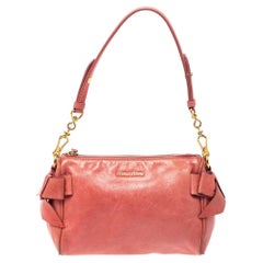 Miu Miu Peach Vitello Lux Leather Pochette Bag