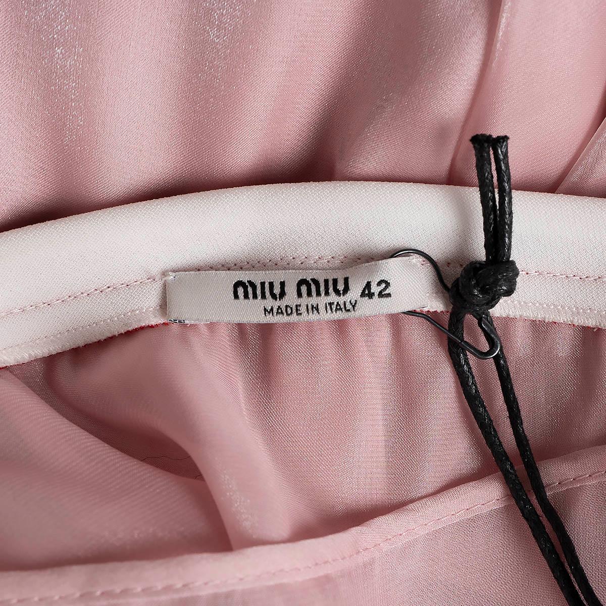 MIU MIU pink 2021 CRYSTAL EMBELLISHED VOILE SLIP Dress 42 M 1