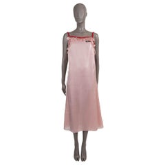 MIU MIU pink 2021 CRYSTAL EMBELLISHED VOILE SLIP Dress 42 M