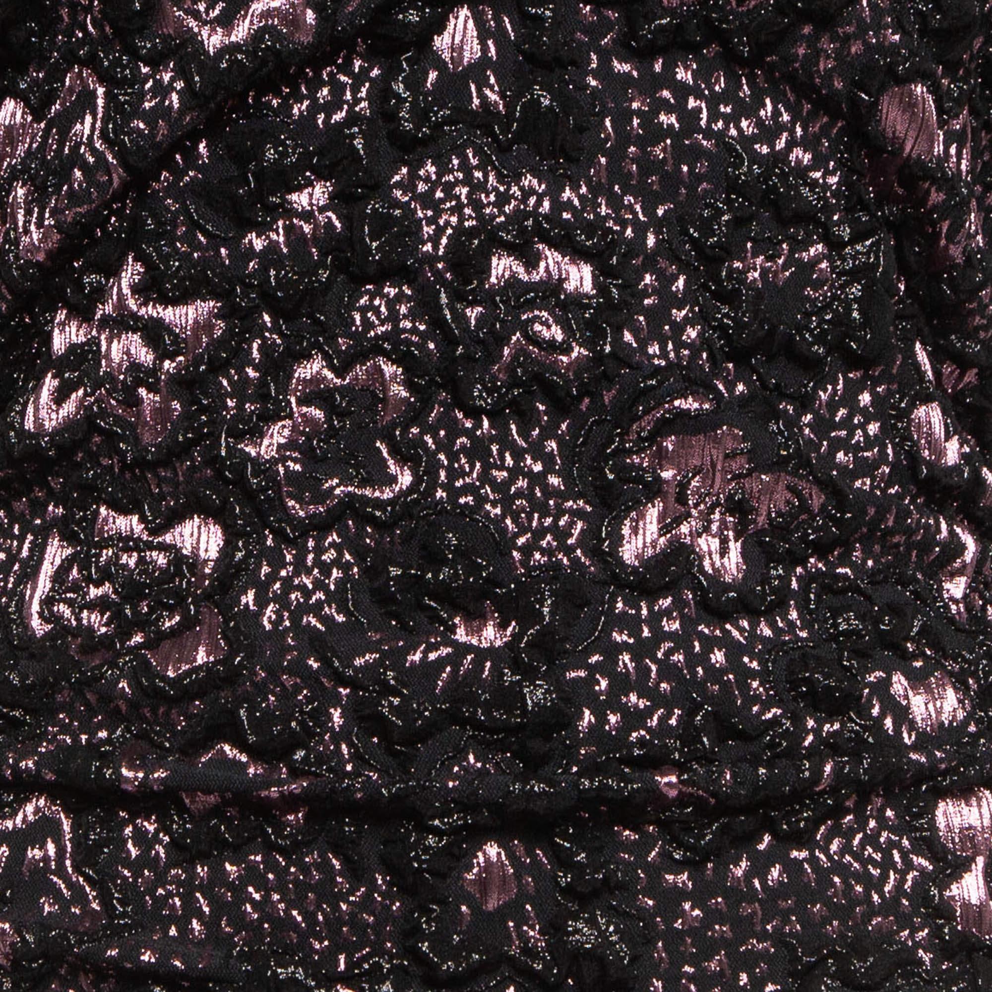 Nero Miu Miu Vestito midi in lurex Cloque rosa/nero S in vendita