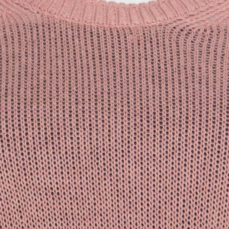 Beige Miu Miu Pink Contrast Lace Trim Tie Detail Sweater S