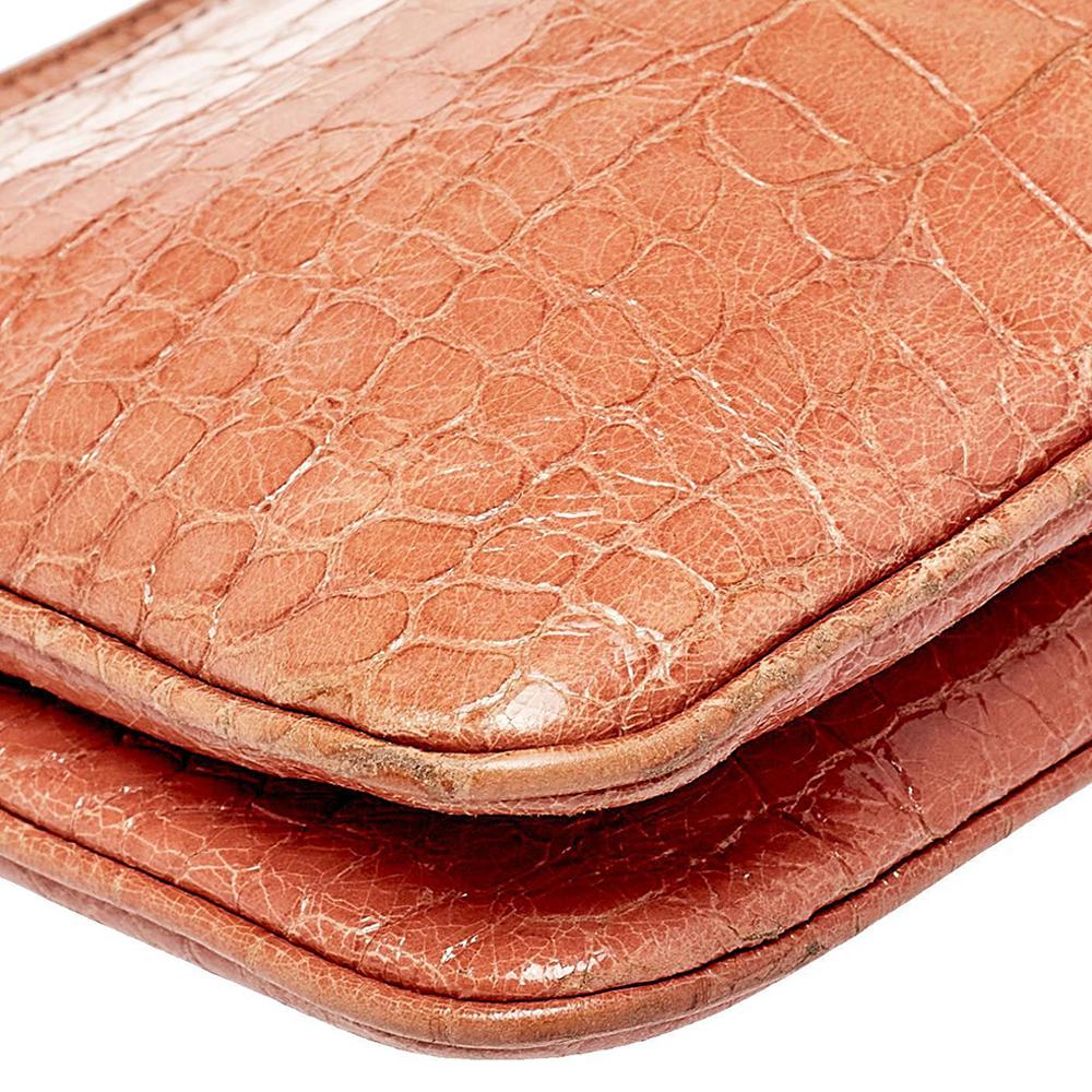 Women's Miu Miu Pink Croc Embossed Leather Crossbody Bag