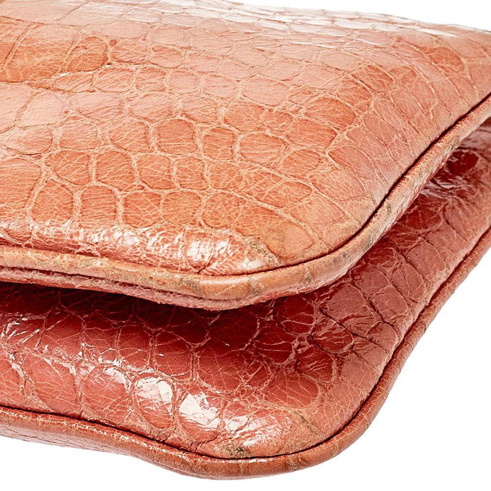 Miu Miu Pink Croc Embossed Leather Crossbody Bag 2