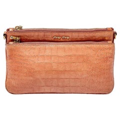 Miu Miu Pink Croc Embossed Leather Crossbody Bag