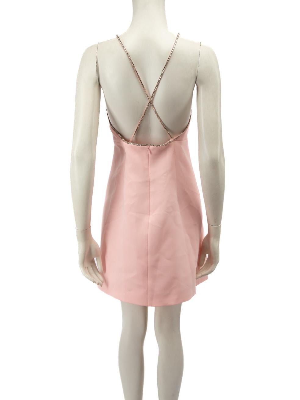 Miu Miu Pink Crystal Embellished Flower Strap Mini Dress Size S In New Condition In London, GB