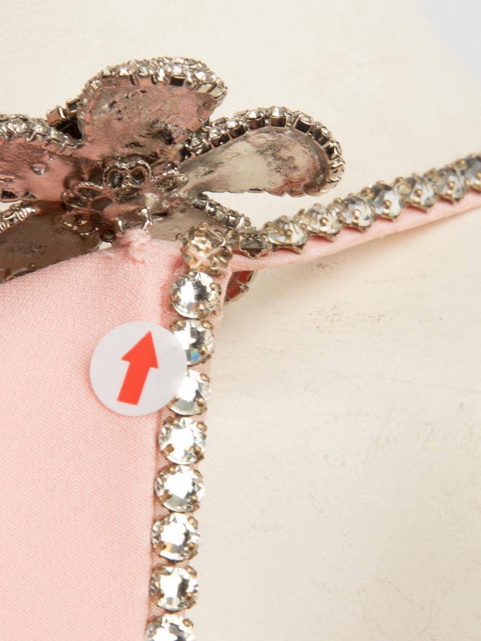 Miu Miu Pink Crystal Embellished Flower Strap Mini Dress Size S 2
