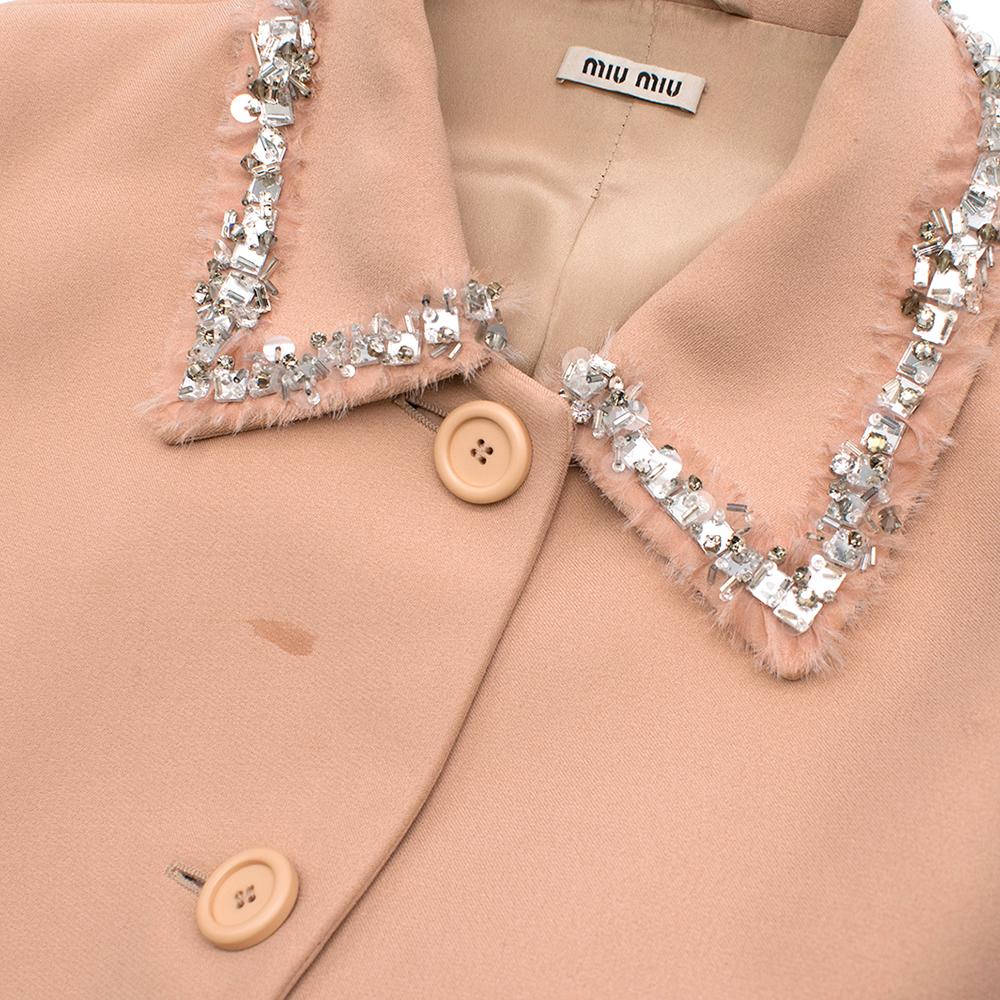 Miu Miu Pink Crystal Embellished Ruffle Hem Jacket S 42 1