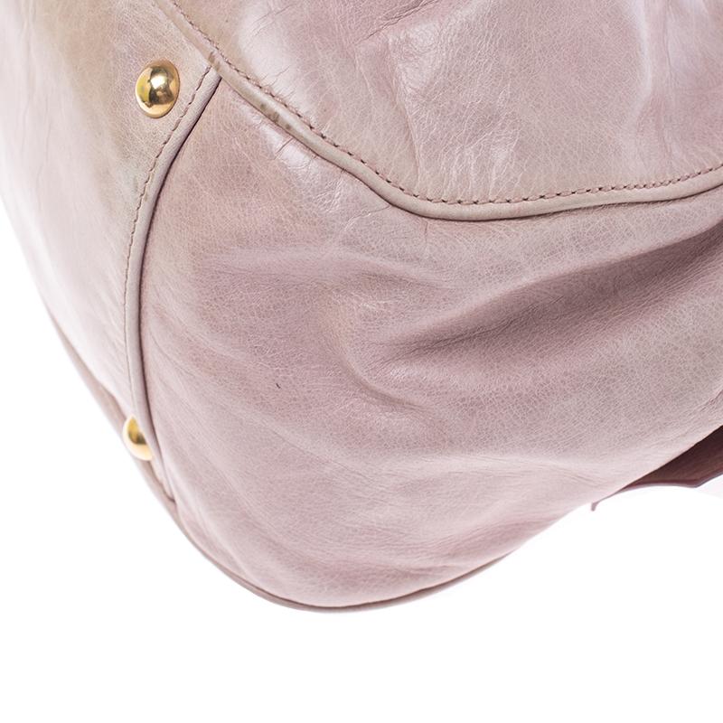 Women's Miu Miu Pink Distressed Leather Bow Satchel