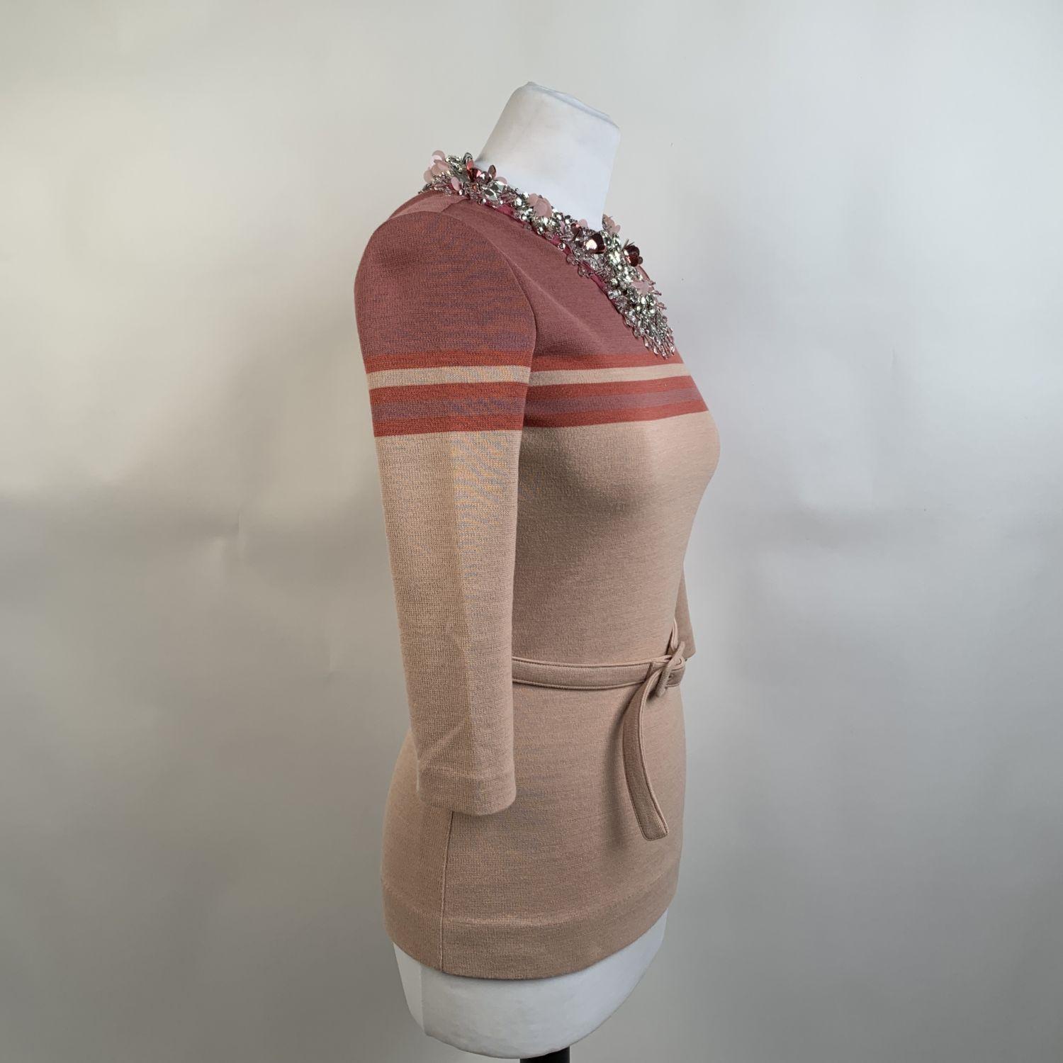 Miu Miu Pink Embellished Co Ord Jumper and Pants Set In Excellent Condition In Rome, Rome