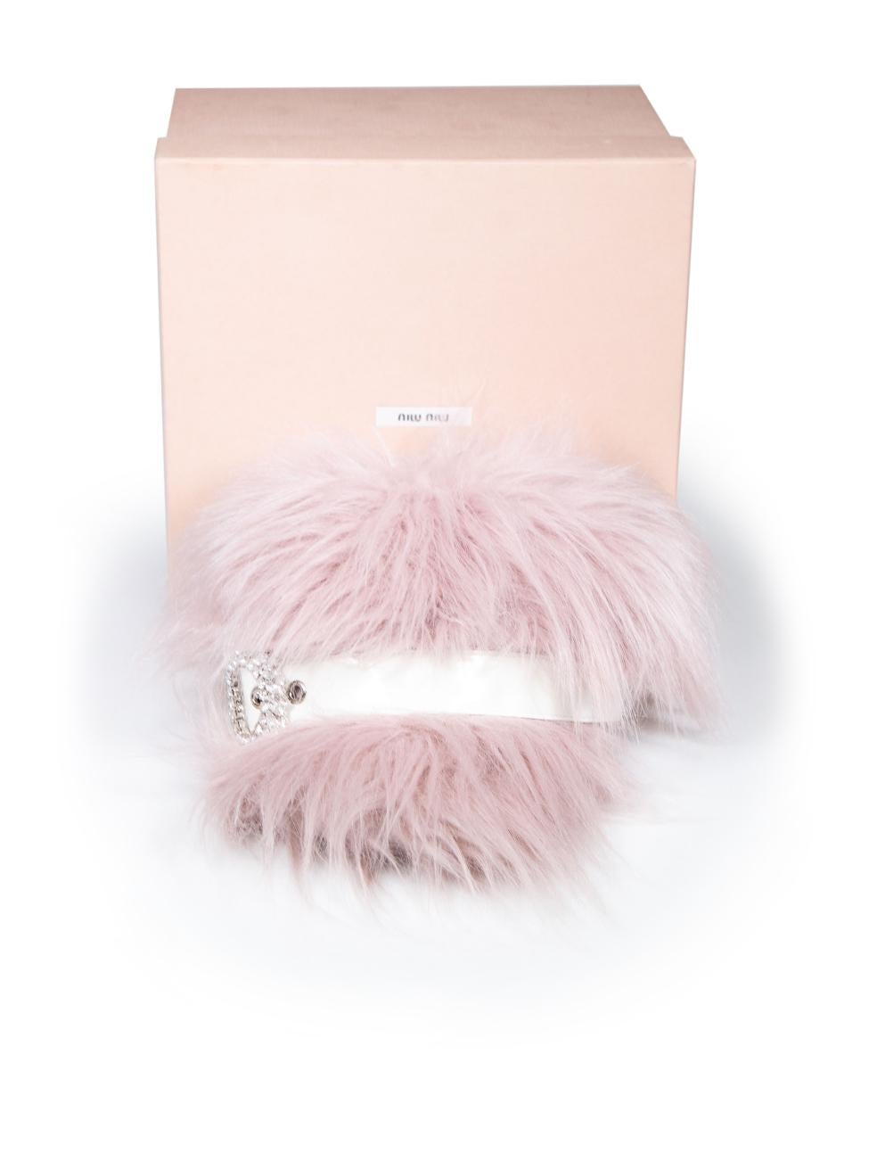 Miu Miu Pink Faux Fur Buckled Cap For Sale 3
