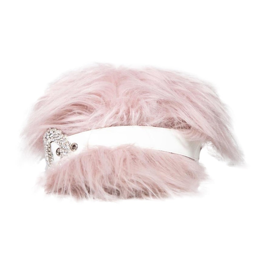Miu Miu Pink Faux Fur Buckled Cap