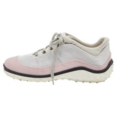 Miu Miu Pink/Grey Satin and Fabric Low Top Sneakers Size 36