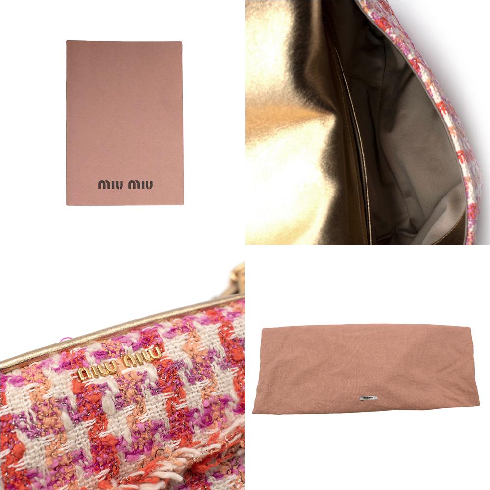 Miu Miu Pink Houndstooth Tweed Shoulder Bag In New Condition In London, GB