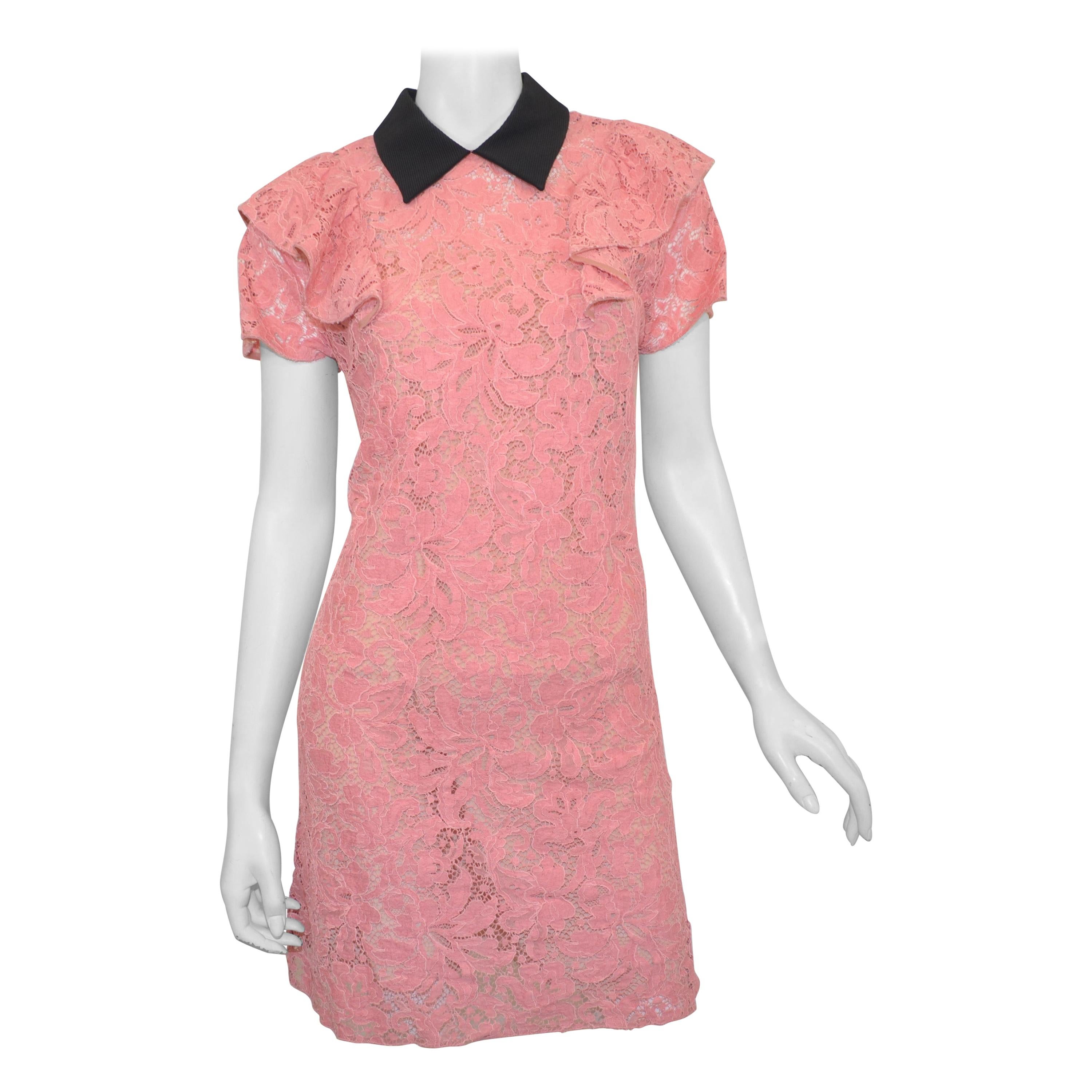 Miu Miu Pink Lace Collared Dress