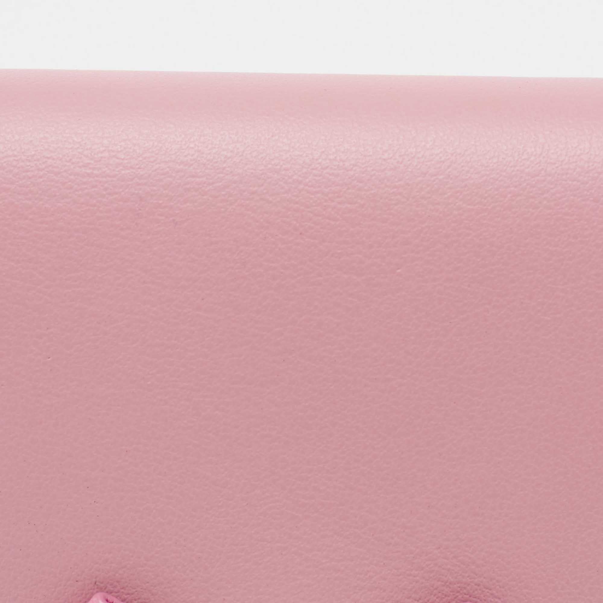 Women's Miu Miu Pink Leather Bow Detail Compact Wallet