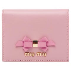 Miu Miu Pink Leather Bow Detail Compact Wallet