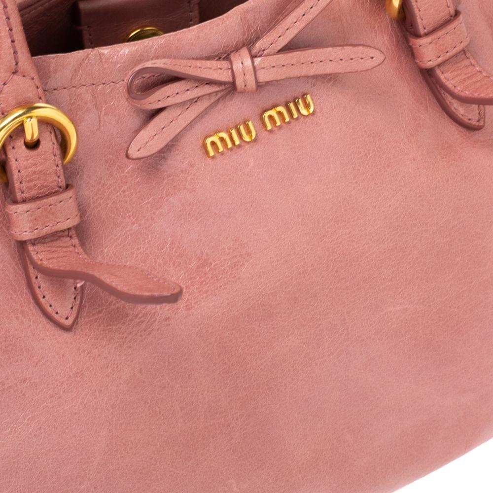Miu Miu Pink Leather Bow Shoulder Bag 4