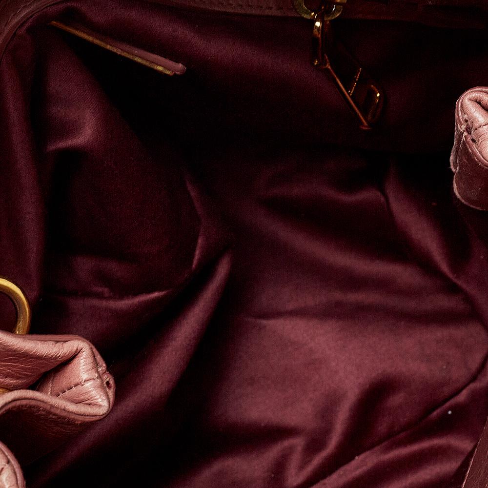 Brown Miu Miu Pink Leather Bow Shoulder Bag