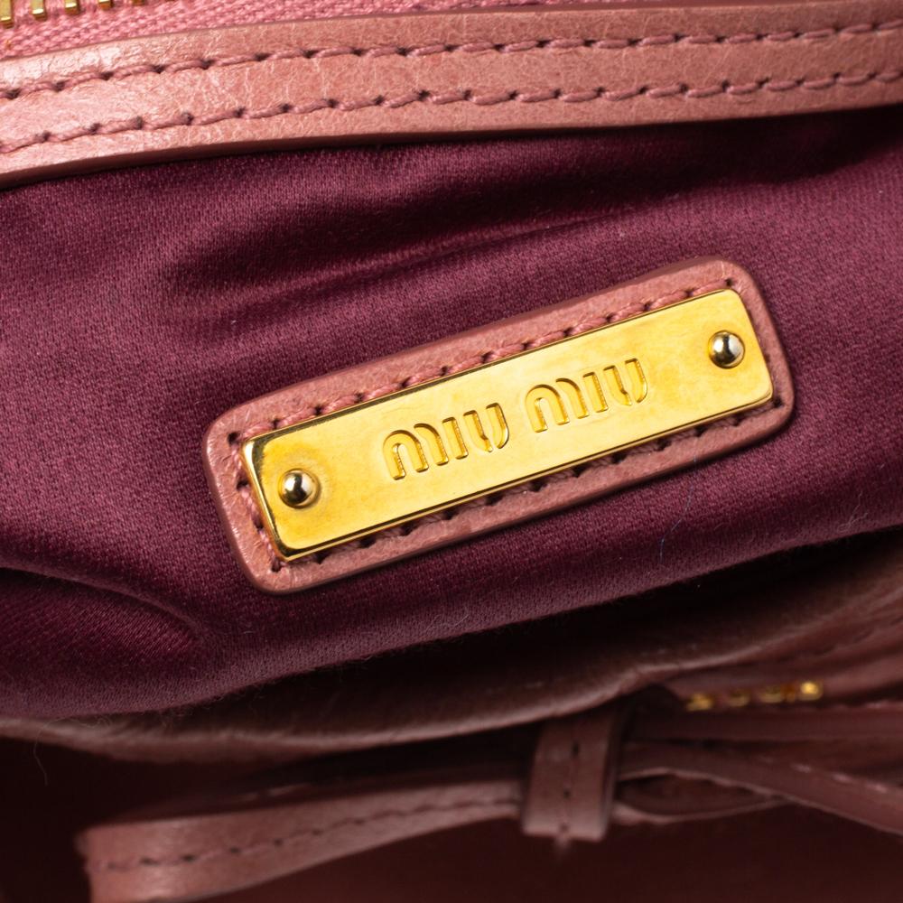 Miu Miu Pink Leather Bow Shoulder Bag 1