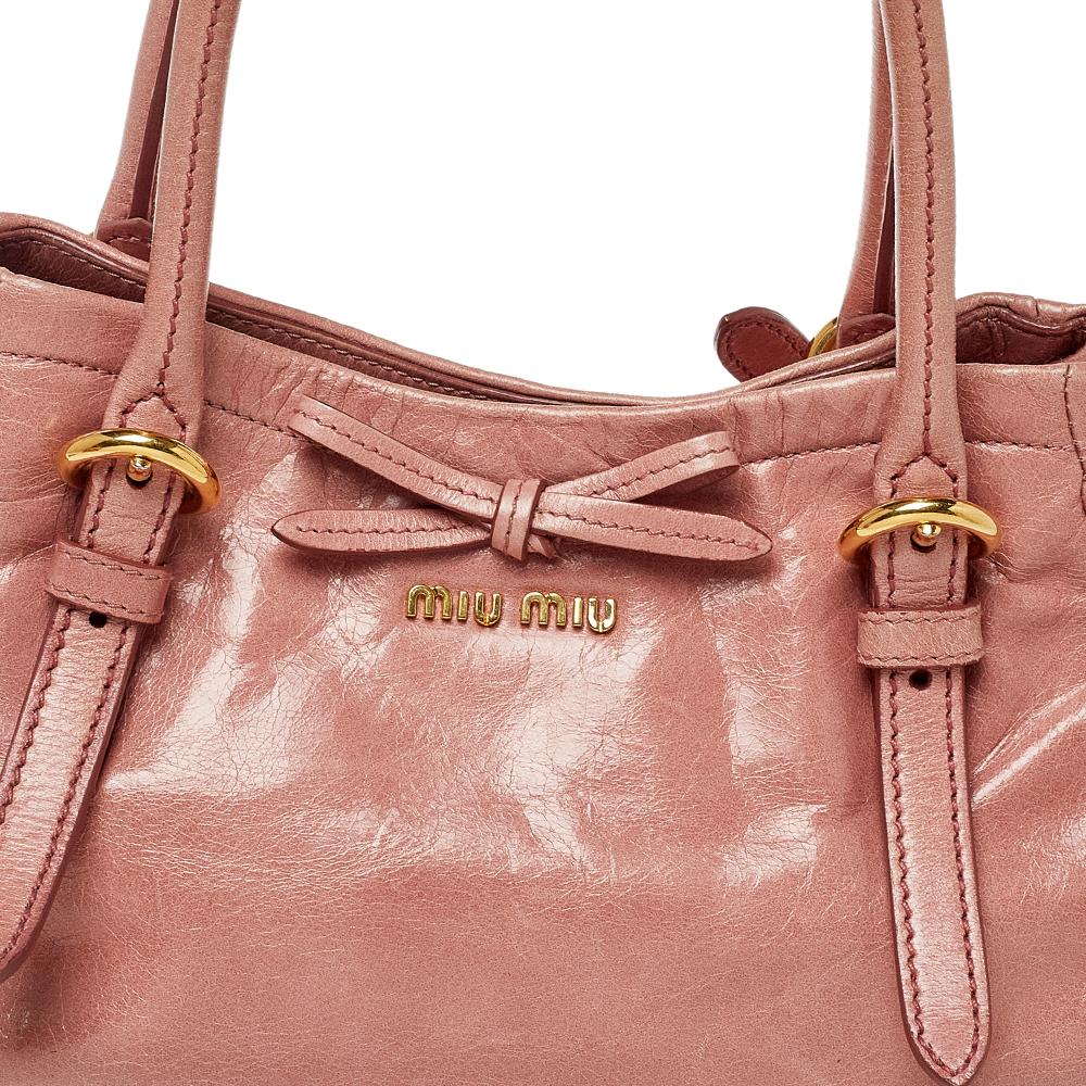 Women's Miu Miu Pink Leather Bow Shoulder Bag