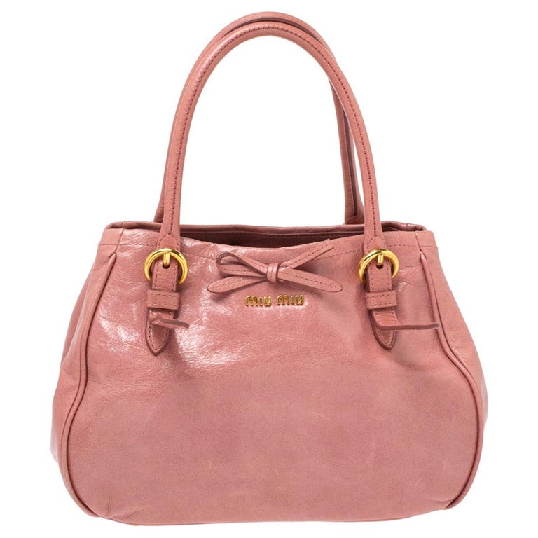 Miu Miu Pink Leather Bow Top Handle Bag Miu Miu