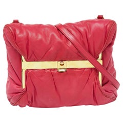 Miu Miu Pink Leather Frame Strap Clutch