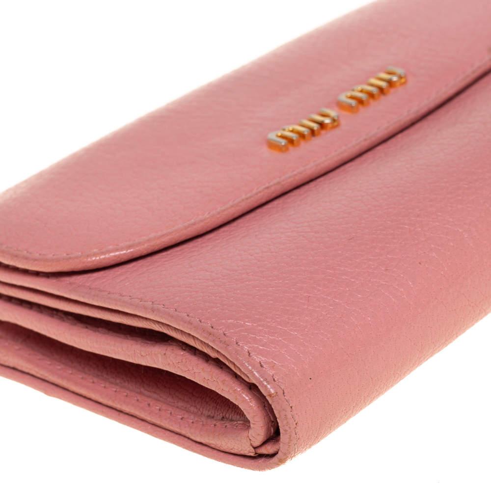 Miu Miu Pink Leather Madras Compact Wallet 6