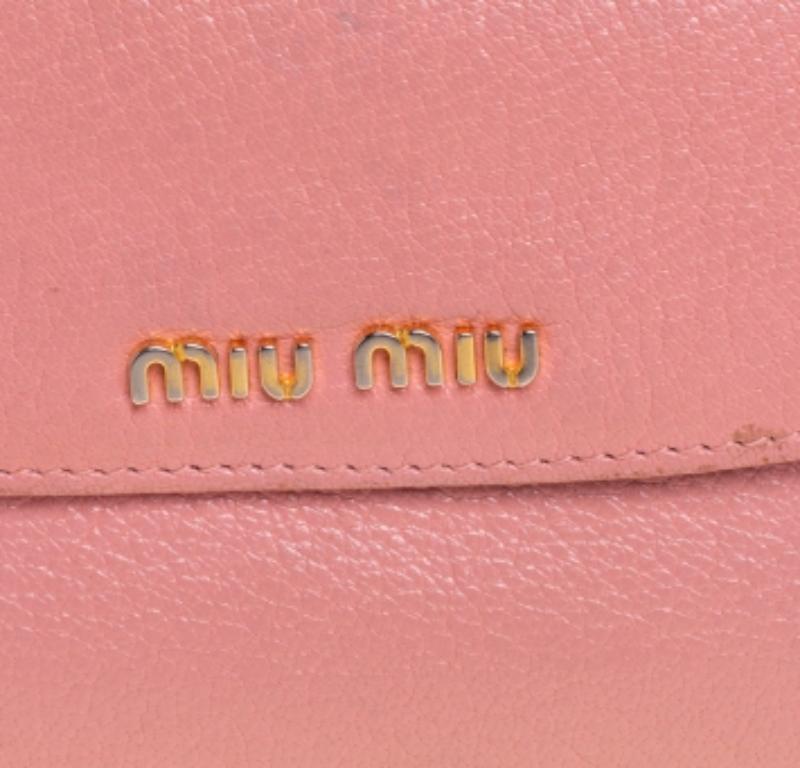 Women's Miu Miu Pink Leather Madras Compact Wallet For Sale
