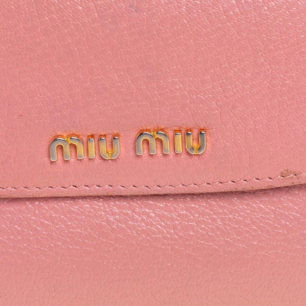 Miu Miu Pink Leather Madras Compact Wallet 2