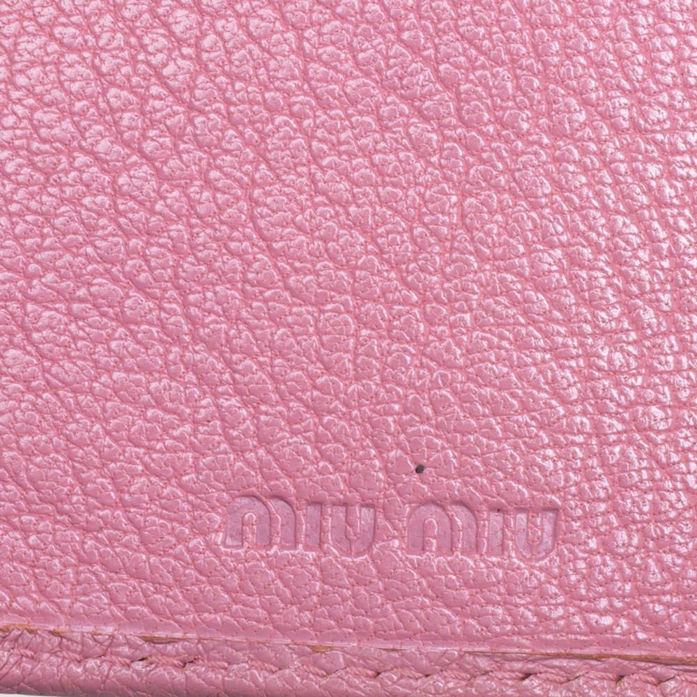 Miu Miu Pink Leather Madras Compact Wallet 5