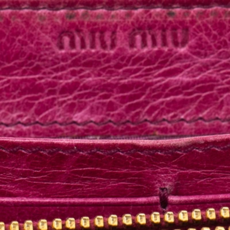 Miu Miu Rosa Leder Matelassé Geldbörse mit Reißverschluss 3