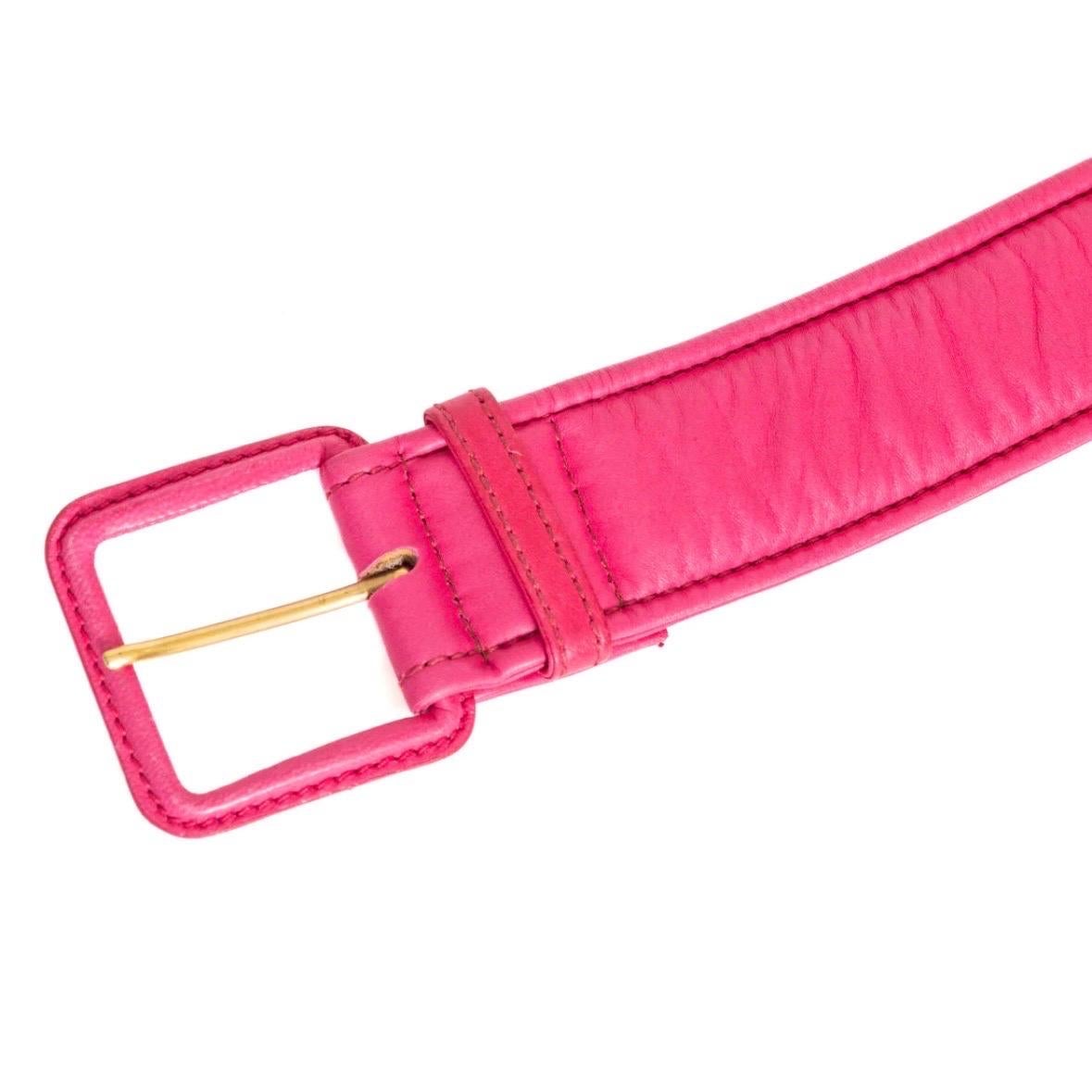 Miu Miu Pink Leather Padded Belt For Sale 7