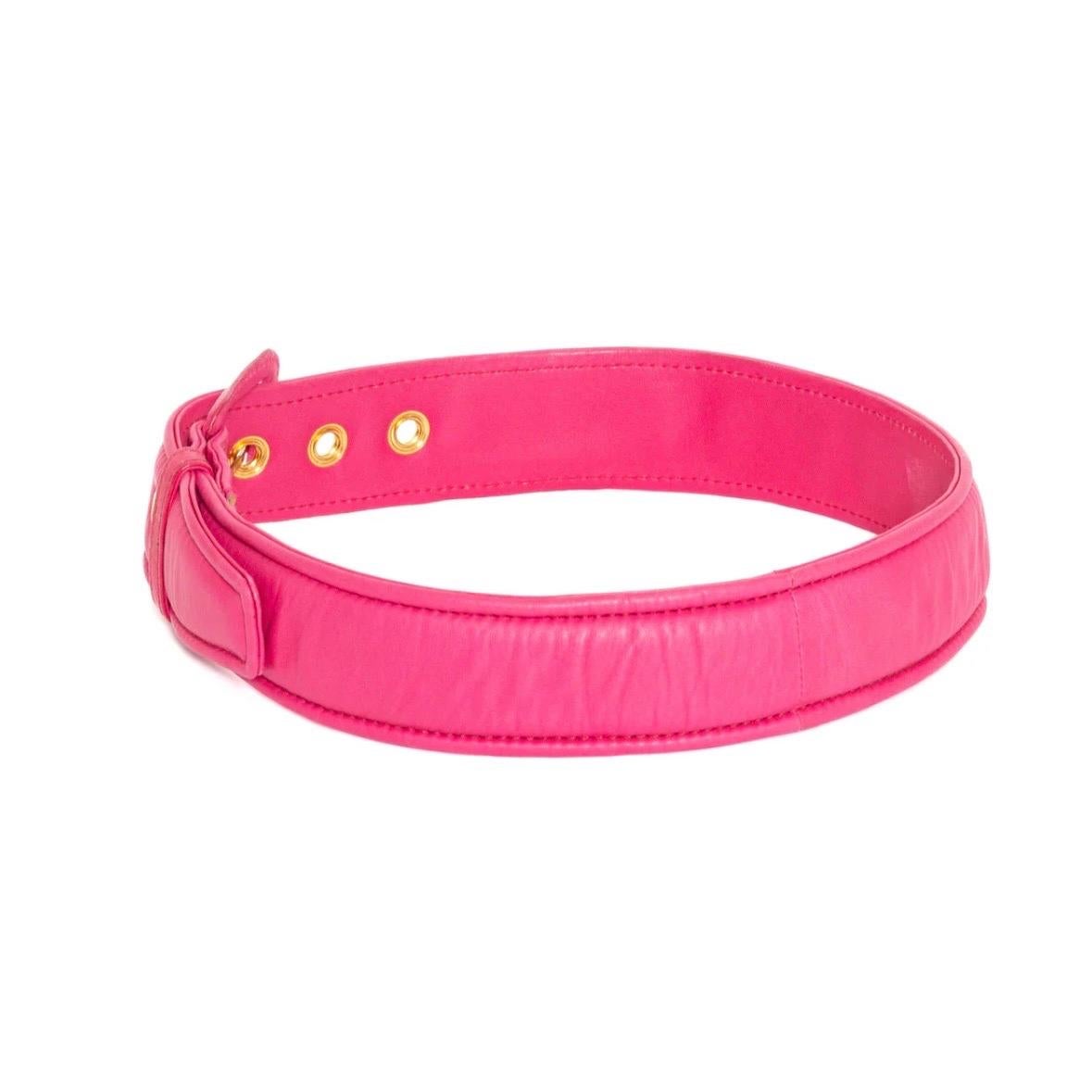 Women's or Men's Miu Miu Pink Leather Padded Belt For Sale