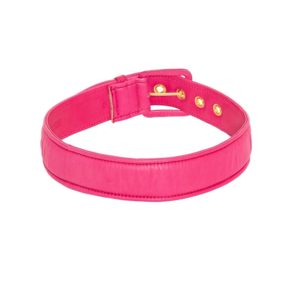 Miu Miu Pink Leather Padded Belt For Sale 1