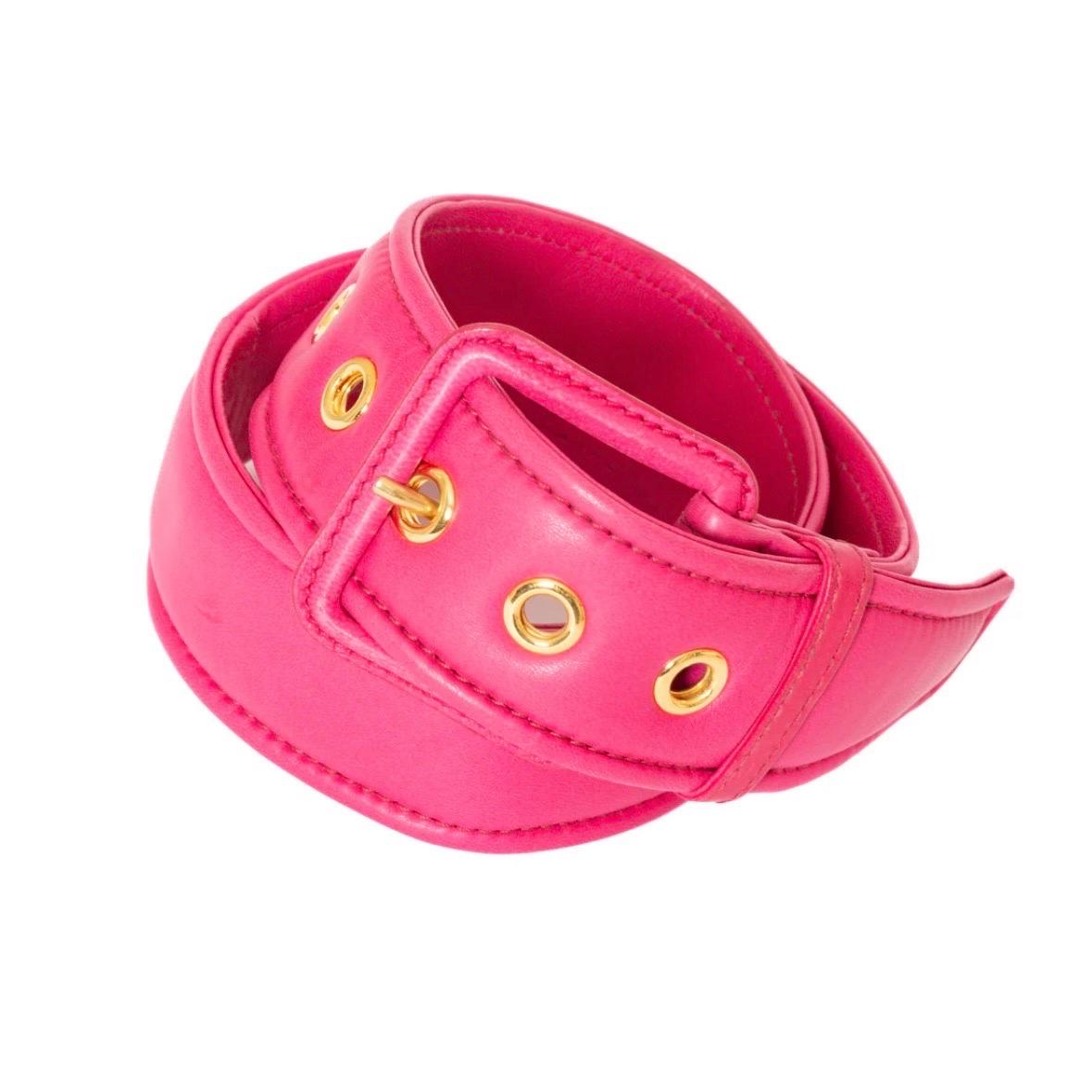 Miu Miu Pink Leather Padded Belt For Sale 2