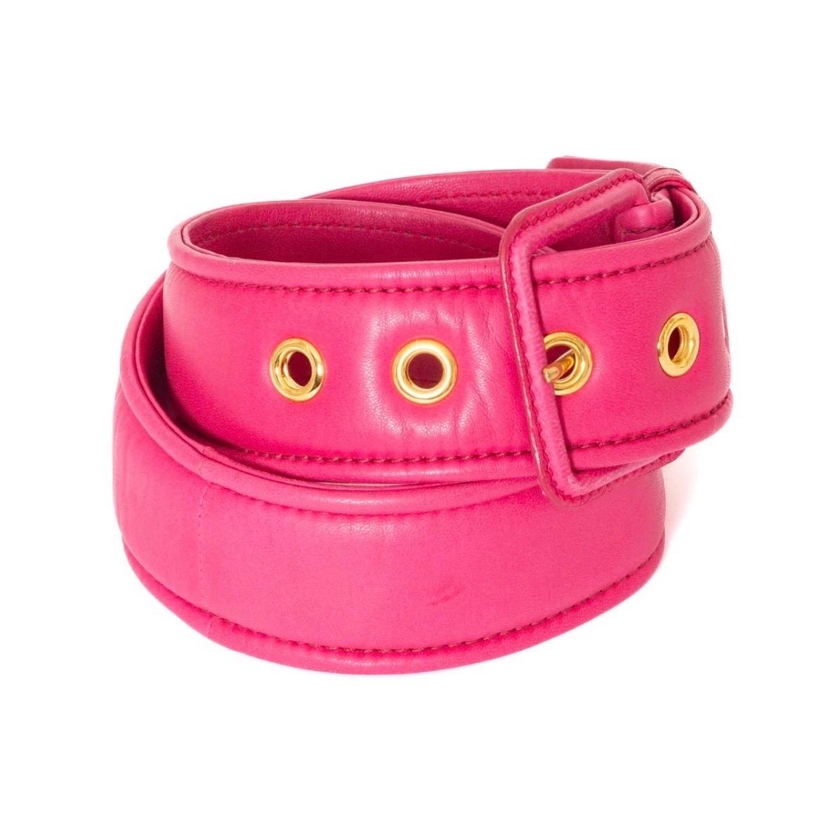 Miu Miu Pink Leather Padded Belt For Sale 3