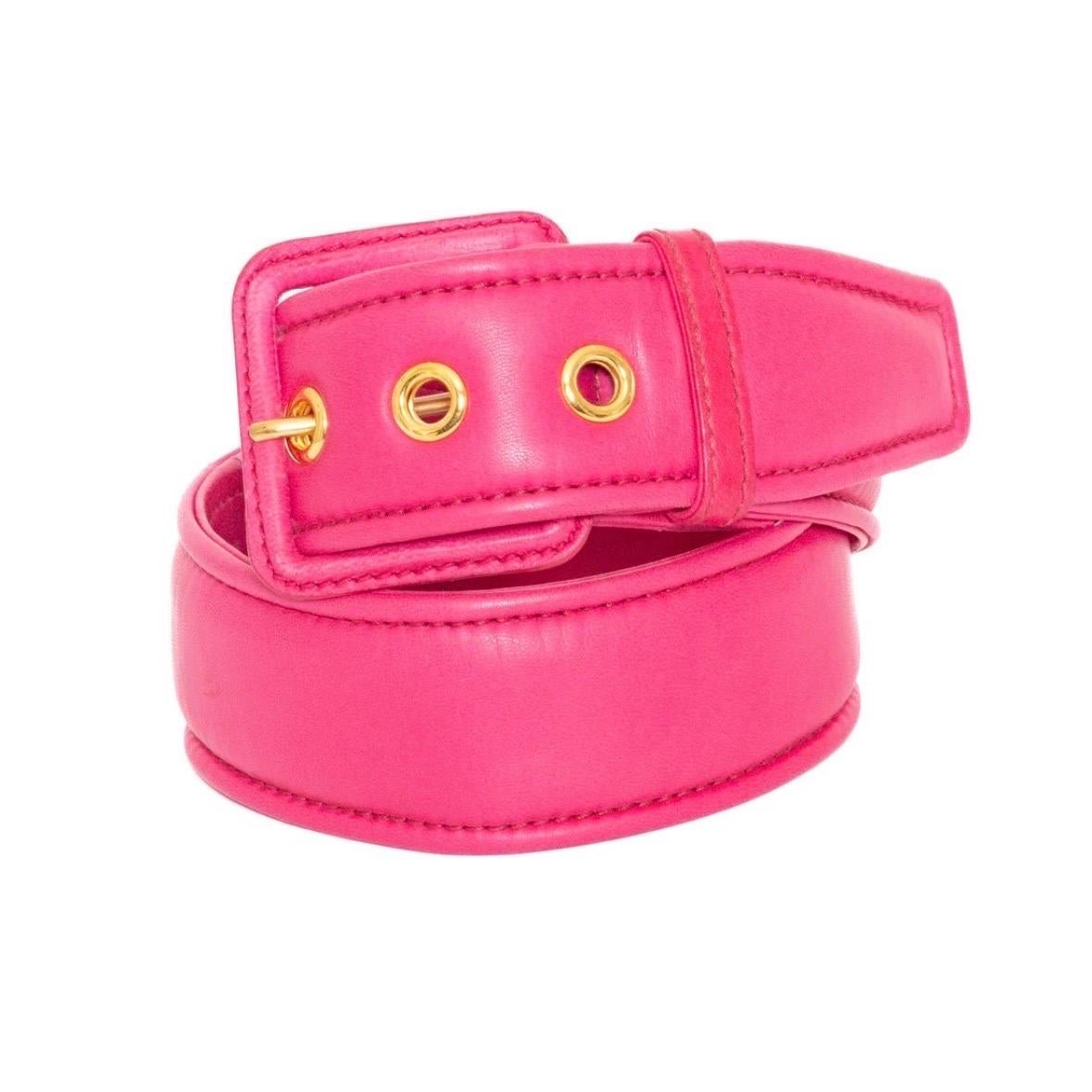 Miu Miu - Ceinture rembourrée en cuir rose