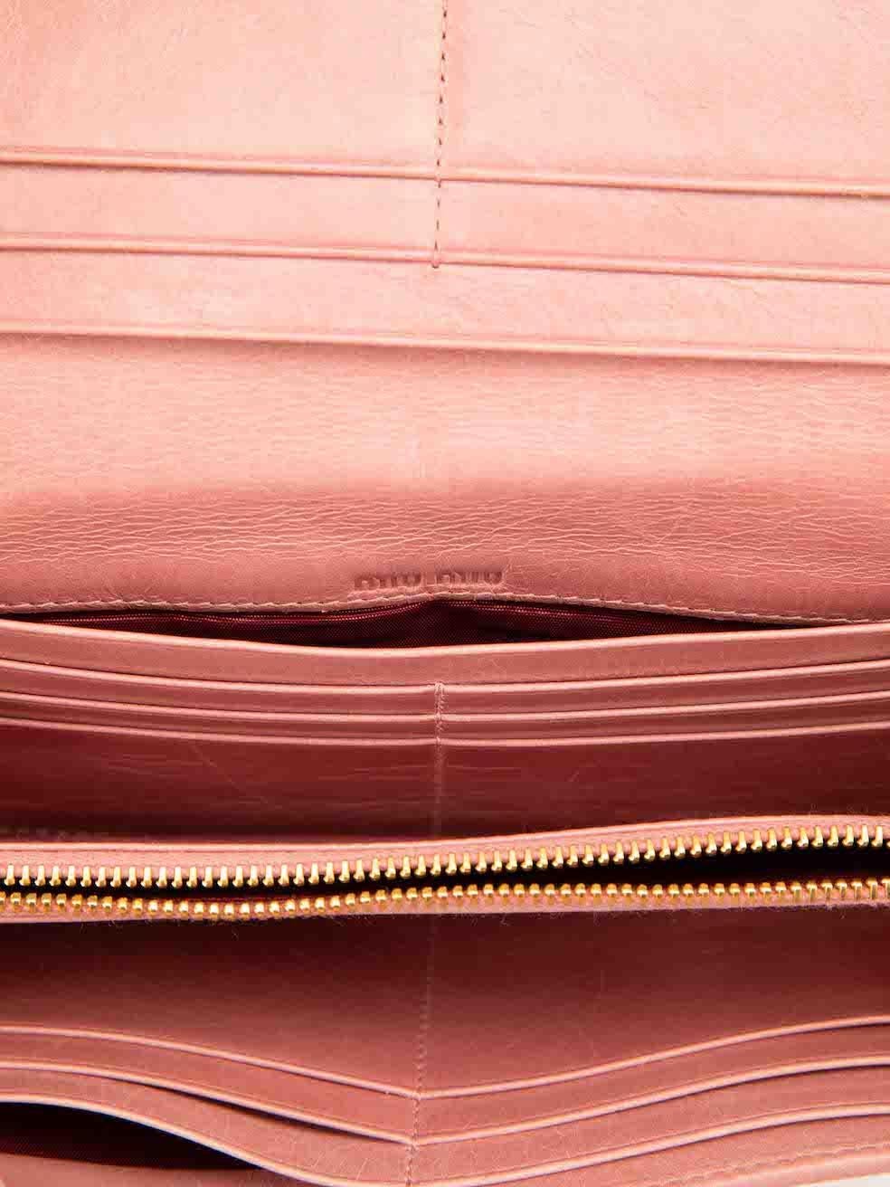 Miu Miu Pink Leather Quilted Continental Wallet For Sale 1