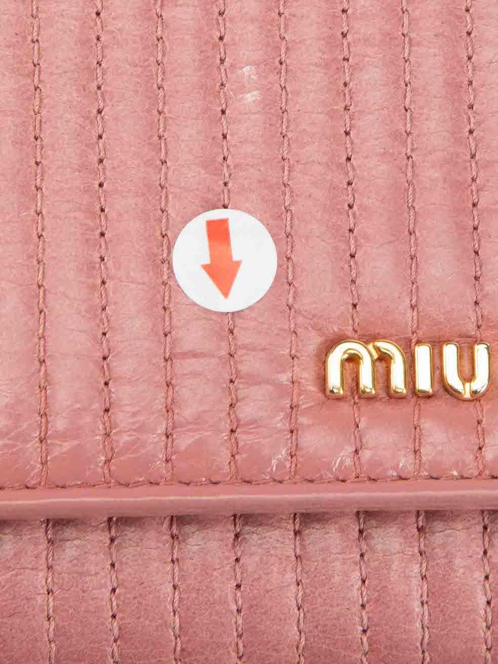 Miu Miu Pink Leather Quilted Continental Wallet For Sale 2