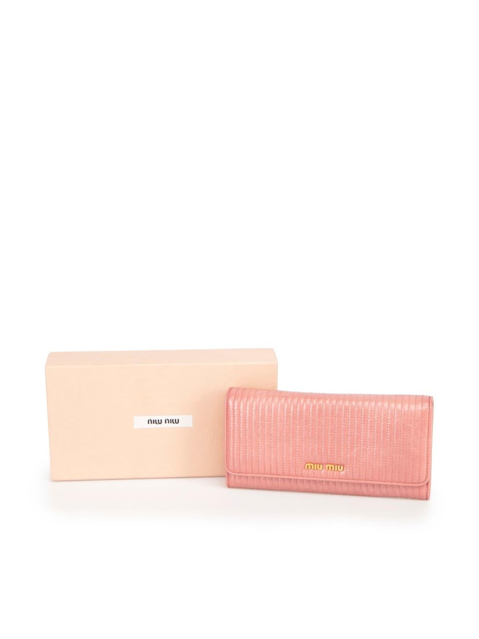 Miu Miu Pink Leather Quilted Continental Wallet For Sale 3