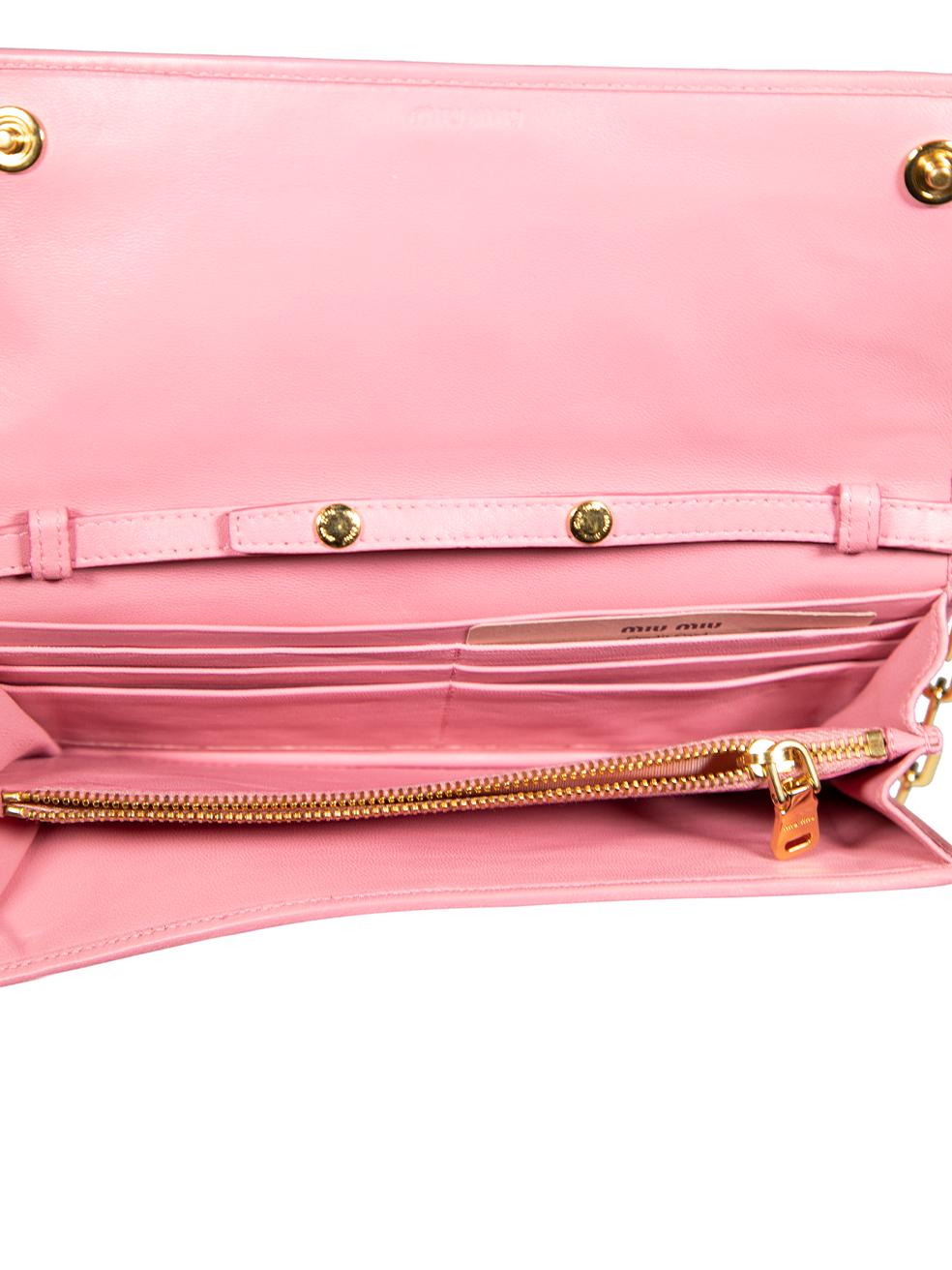 Miu Miu Pink Leather Quilted Wallet on Chain For Sale 1